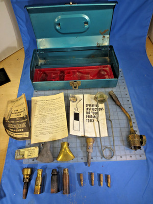 Lot Vintage Bernzomatic Propane Many Pieces Bits Torch Kit , See Desc., USA