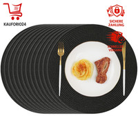 Platzsets Abwaschbar 12Er Set Rund Geflochten HitzebestäNdig Schwarz 34Cm KüChe