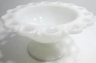 Vintage Anchor Hocking Compote Candy Dish Old Colony Open Lace Edge White 7"
