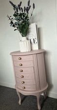 Vintage Pink Blush Chest of Drawers | Hand Painted | Gold Brass Handles | Wood