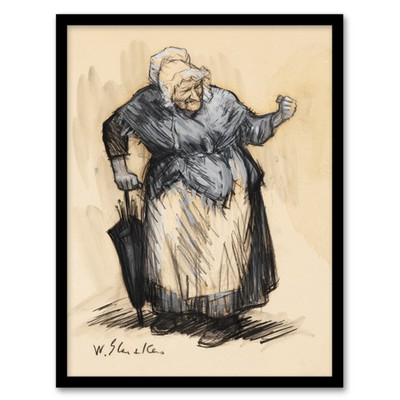 William James Glackens gerahmter Wandkunstdruck wütende alte Dame Skizze Wohndeko