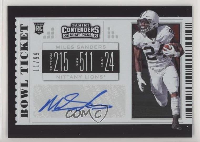 2019 Contenders Draft Picks Bowl Ticket 11/99 Miles Sanders Rookie Auto RC 9r9