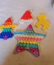 Multicolor Silicone "Pop it" Sensory Fidget Toys Lot Of 4, Star/Scarecrow  More