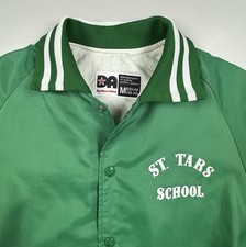Vintage 80  s St. TARS School Baseball Jacket Green White USA Made Mens Sz: M