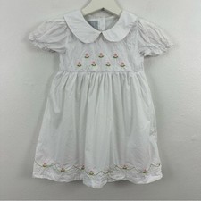 Lil Cactus Toddler Girl Floral Dress White Spring Summer Embroidery Size 4T