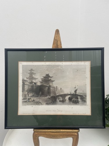 Antique Chinese Peking Engraving 19th Century Hand Coloured Framed Thomas Allom