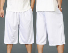 Hot Mens Summer Loose Drawstring Elastic Waist Pockets Sports Shorts Basketball