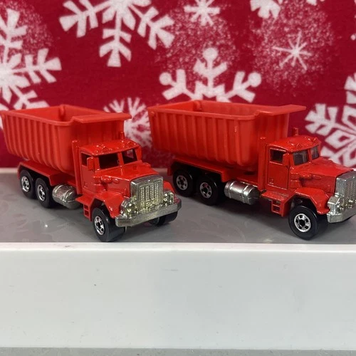 2 LOT VTG 1979 Hot Wheels Mattel dump semi truck Diecast 3.5" Malaysia ￼