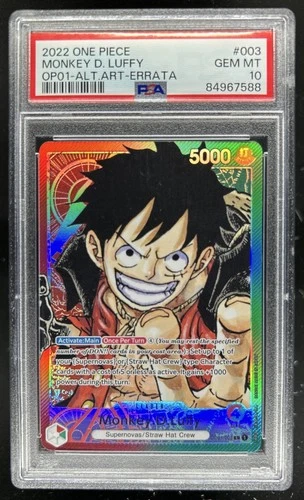 2022 One Piece Romance Dawn Monkey.D.Luffy Alternate Art Errata #OP01-003 PSA 10