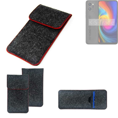 Filz Hülle für UMIDIGI F3 Pro 5G dunkelgrau roter Rand Case Tasche Schutz Hül