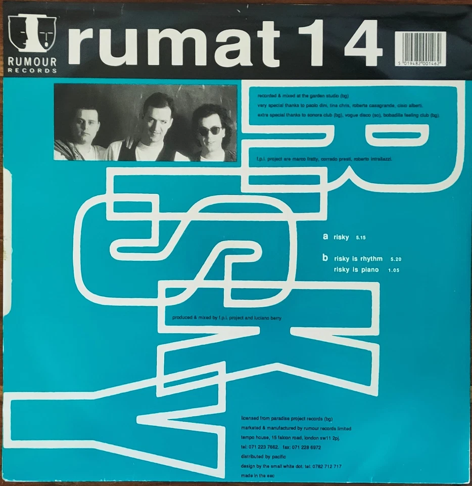 F.P.I. Project ‎– Risky - Vinyl 12" Single 1990 - NM Cond, photo 4 of 5
