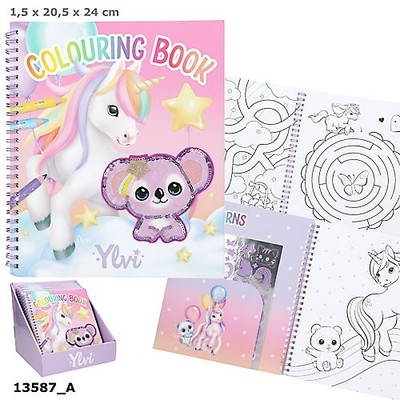 Malbuch für Kinder mit Einhorn Pailletten Ylvi 40 Seiten 1 Bogen Sticker
