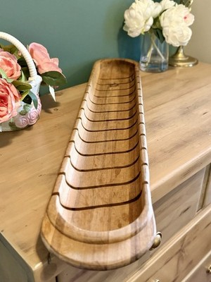 Acacia Wood Baguette Bread Slicer Board 28  Folding Crumb Catcher
