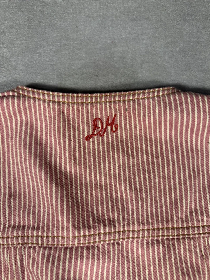 Damson Madder Vest Womens 12 Pink White Striped Tie Front Utility Pockets Chore - Image 4 of 4