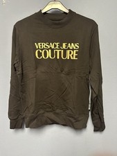VERSACE JEANS COUTURE BLACK  GOLD LOGO SWEATSHIRT ROUND NECK MEN'S SMALL