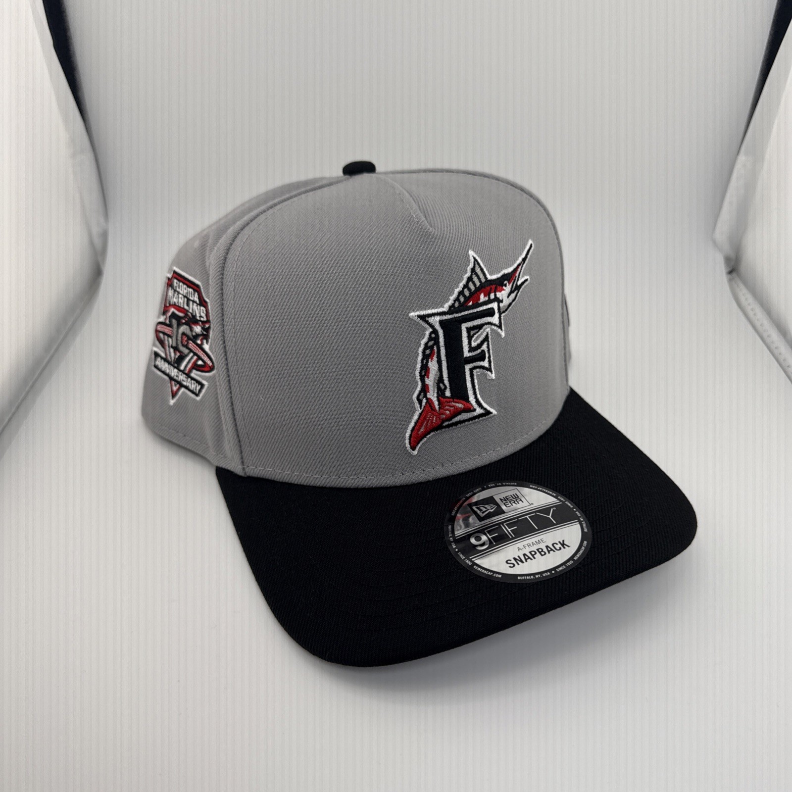 New Era Florida Marlins Exclusive Gray Red 9Fifty A-Frame Snapback Hat Cap RARE