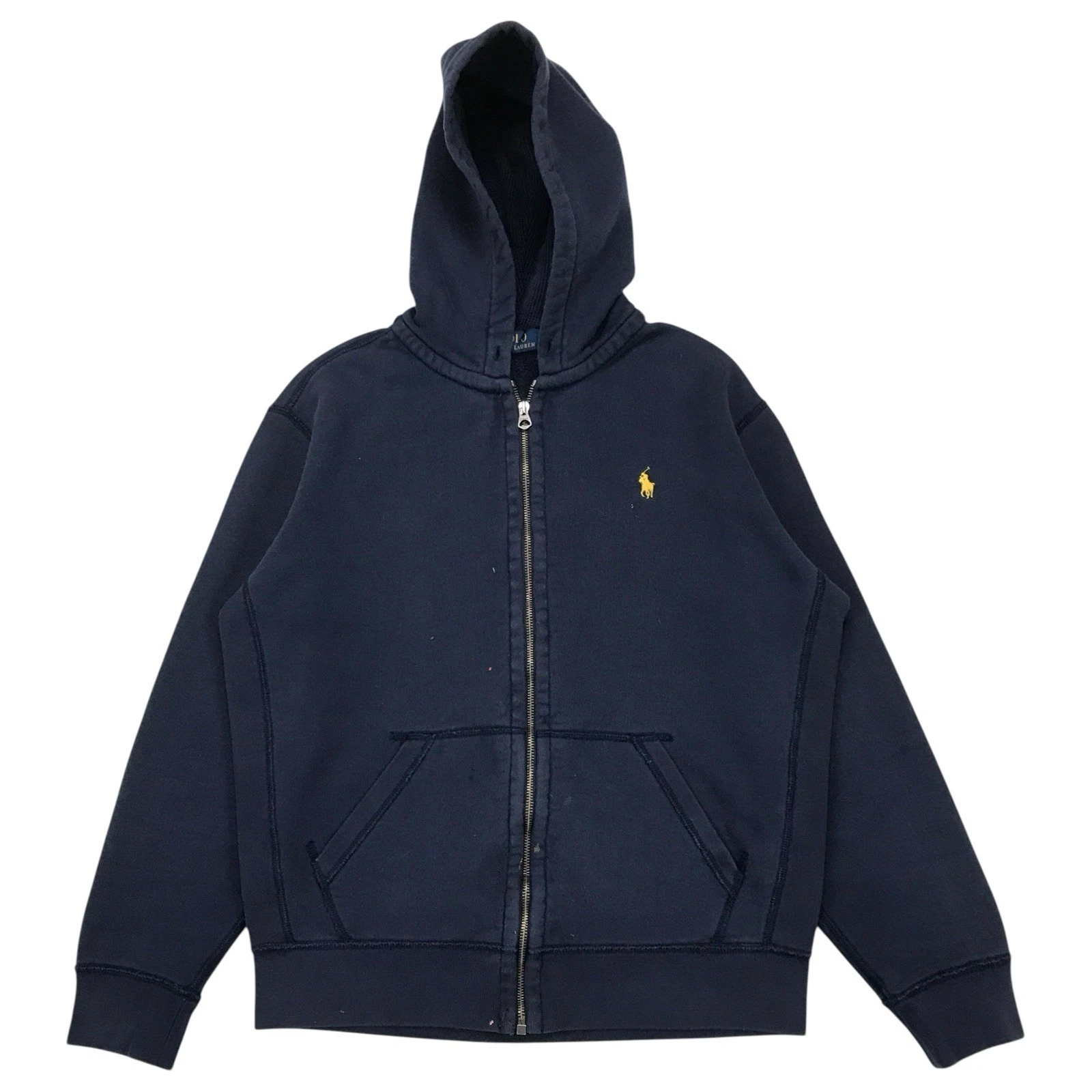 POLO RALPH LAUREN THERMAL HOODIE MENS MEDIUM M BLUE JACKET SWEATSHIRT FULL ZIP