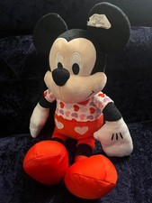 Disney Valentine's Day Plush 19" Mickey Mouse Stuffed Animal Hearts Shirt- NEW 