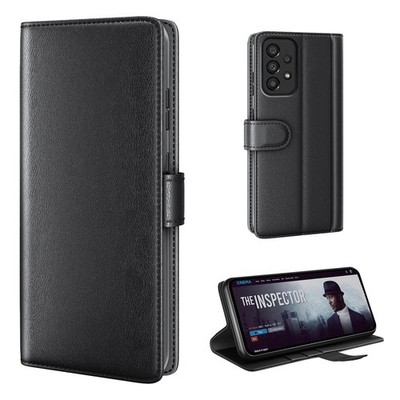 ECHT LEDER Handy Hülle für Samsung Galaxy A53 5G Cover Case Klapphülle Schwarz