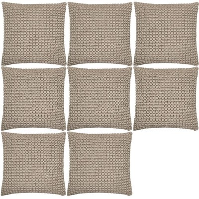 Luxus Gestepptes Samt Bommel Sofa Dekokissen 55x55cm Natur 8 Teile