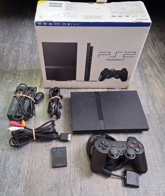 Sony Playstation 2 PS2 Slim Black Console Bundle in Box SCPH-75001