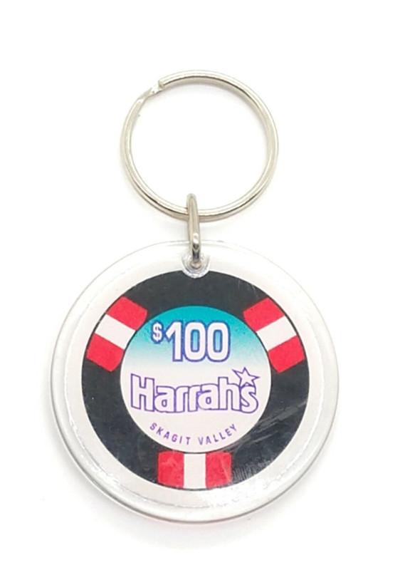 Vintage Harrah's Skagit Valley Washington $100 Token Keychain Keyring