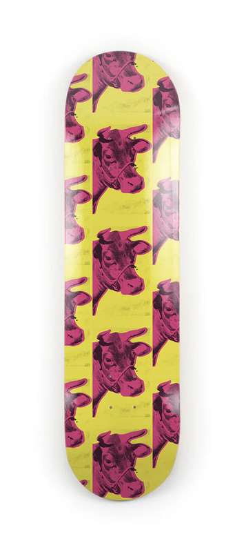 Andy Warhol - Cow (Pink & Yellow print) Pop Art, MoMa, Street Design Skateboard