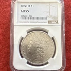 1886 O Morgan Silver Dollar $1 90% Silver Business Strike KEY DATE NGC AU55