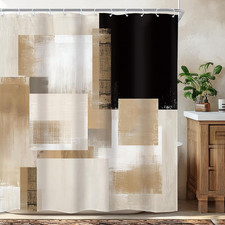 Long Brown Abstract Modern Geometry Minimalism Bathroom Shower Curtain Set 72W