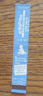 10 STRIKE MATCHBOOK COVER: INFANT DIAPER SERVICE DETROIT MI 1950s MATCHCOVER A28