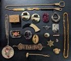 Antique Victorian Art Deco Vintage Jewelry Lot  Watch Chains Bakelite Lucite Pin