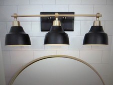 LNC 3-Light Black Vanity Light Bathroom Light Wall Sconce with Metal Shade