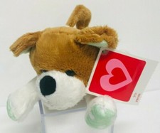 DOG 10" Floppy Puppy Tan White Green Spot Plush Stuffed TAGS NEW