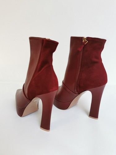 Malone Souliers Rue 125-1 weinrot spitz zulaufende Plateau-Stiefeletten Größe 7 - Bild 5 von 8