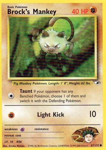Pokémon Brock's Mankey Karte 67/132 Gym Heroes