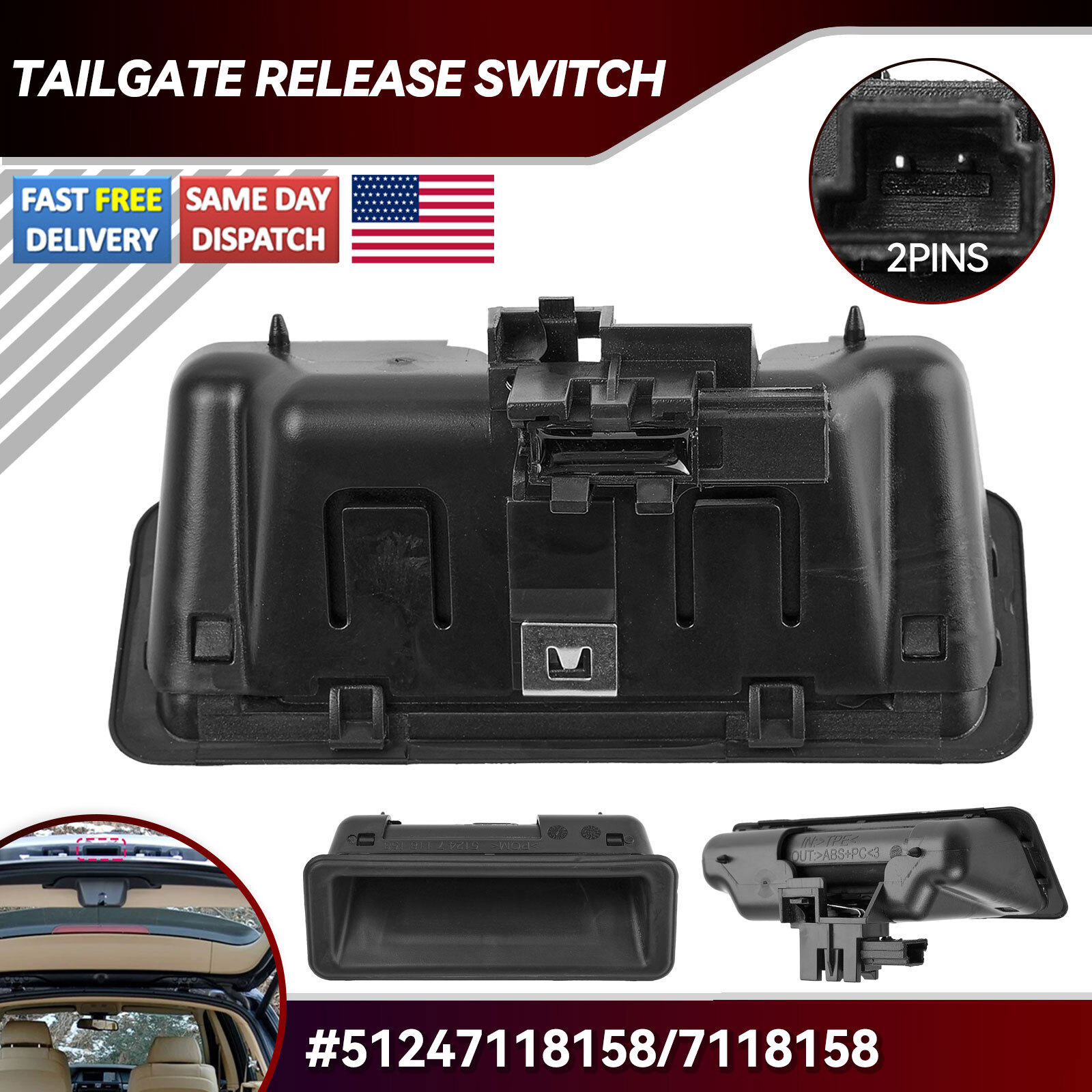 For BMW E60 E90 E91 E92 E70 Boot Trunk Handle Release Switch 51247118158/7118158