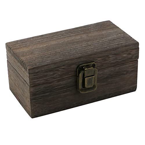 Antique Wooden Box with Hinged Lid and Lock Rectangle Wooden
