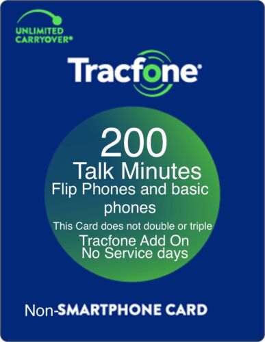 TracFone 200 Minutes Prepaid Add On Refill Card, for Flip Phones & Basic Phones - Picture 1 of 3