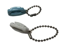 (2) Vintage Princess Phone Key Chains in White and Blue