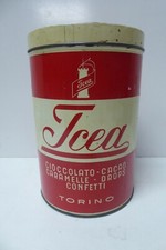 VINTAGE ICEA TORINO TIN CHOCOLATE CARAMELLE DROPS SWEETS TIN MALT SHOP MILK BAR