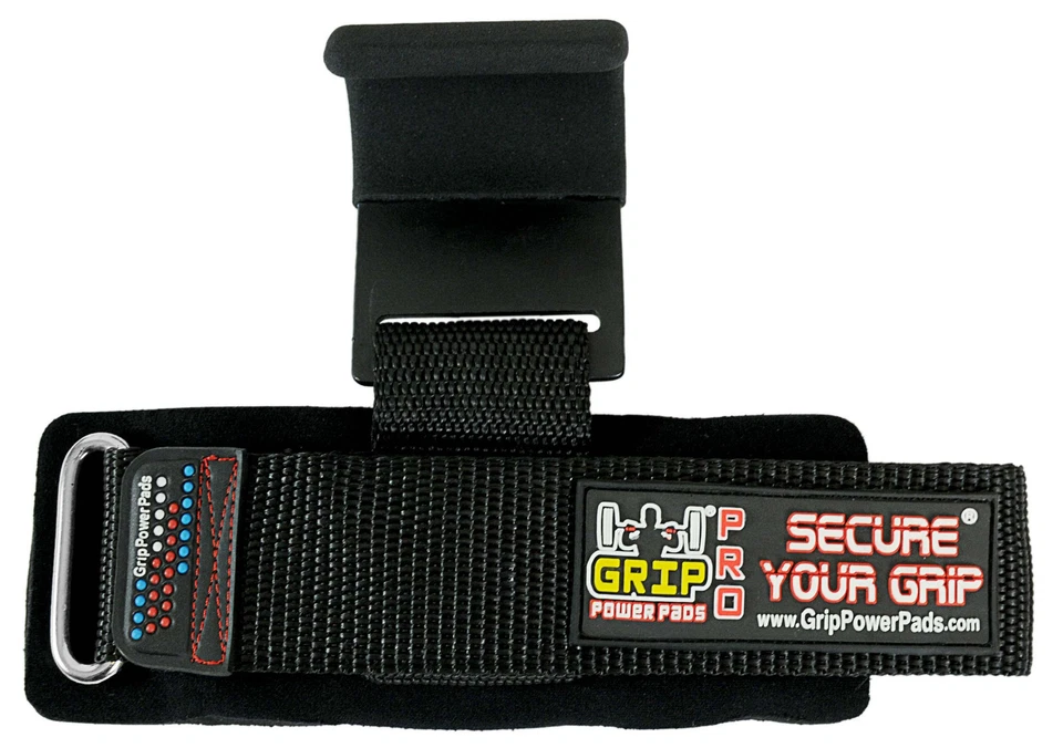 Power Weight Lifting Training Gym Hook Grips Straps Wrist Support Bandage Black - Image 2 of 4