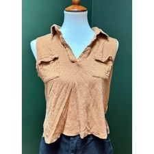 Nicole Miller 100 Linen Sleeveless Collared Top Women's Size XL