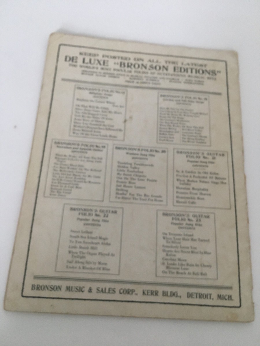 1939 G A BRONSON GUITAR FOLIO Song Hits Songbook For 1939 G A BRONSON GUITAR FOLIO Song Hits Songbook For