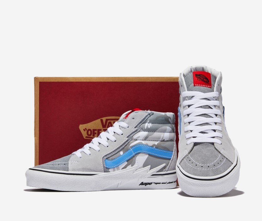 Vans X Aape SK8-Hi Bolt Grey Blue men's sneakers VN0A5JIVY31