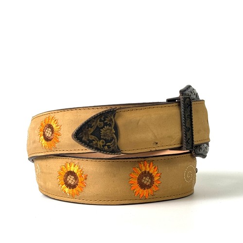 DAMEN SONNENBLUMEN HELLBRAUN SCHÖNES DESIGN GÜRTEL LEDER RODEO CINTO DE MUJER - Bild 4 von 4