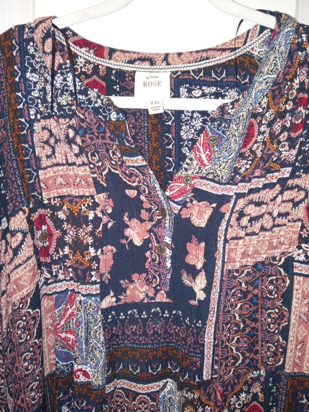 Knox Rose Floral PATCHWORK Pattern Pullover High … - image 3