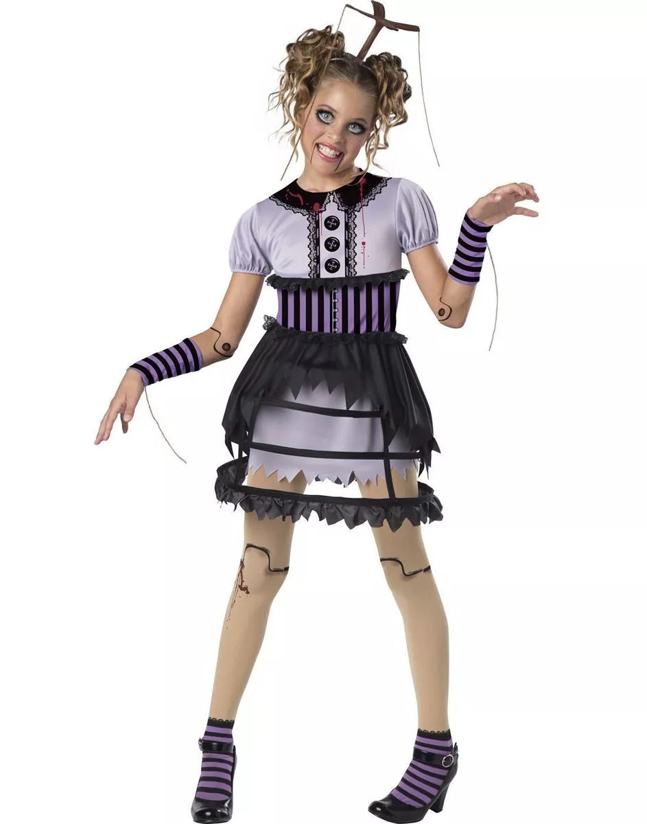 Fractured Marionette Girl Broken Doll Halloween Puppet Costume Child Small  4-6