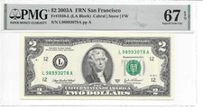 2003A San Francisco $2 FRN Sheet Note LA Block PMG 67 EPQ Superb Gem Unc.