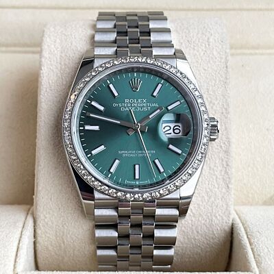 Rolex Datejust 36mm Full Set 2025 UNWORN Diamanten 126200 Mint Green Diamond