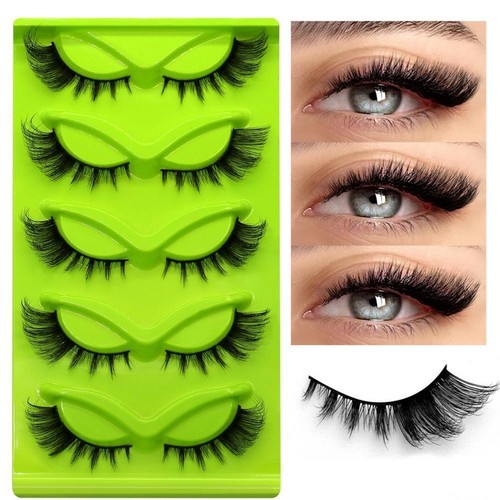 5 Pairs Cat Eye Lashes Faux Mink Eyelashes Winged End Elongated Eye New S2I7 - Foto 11 di 32